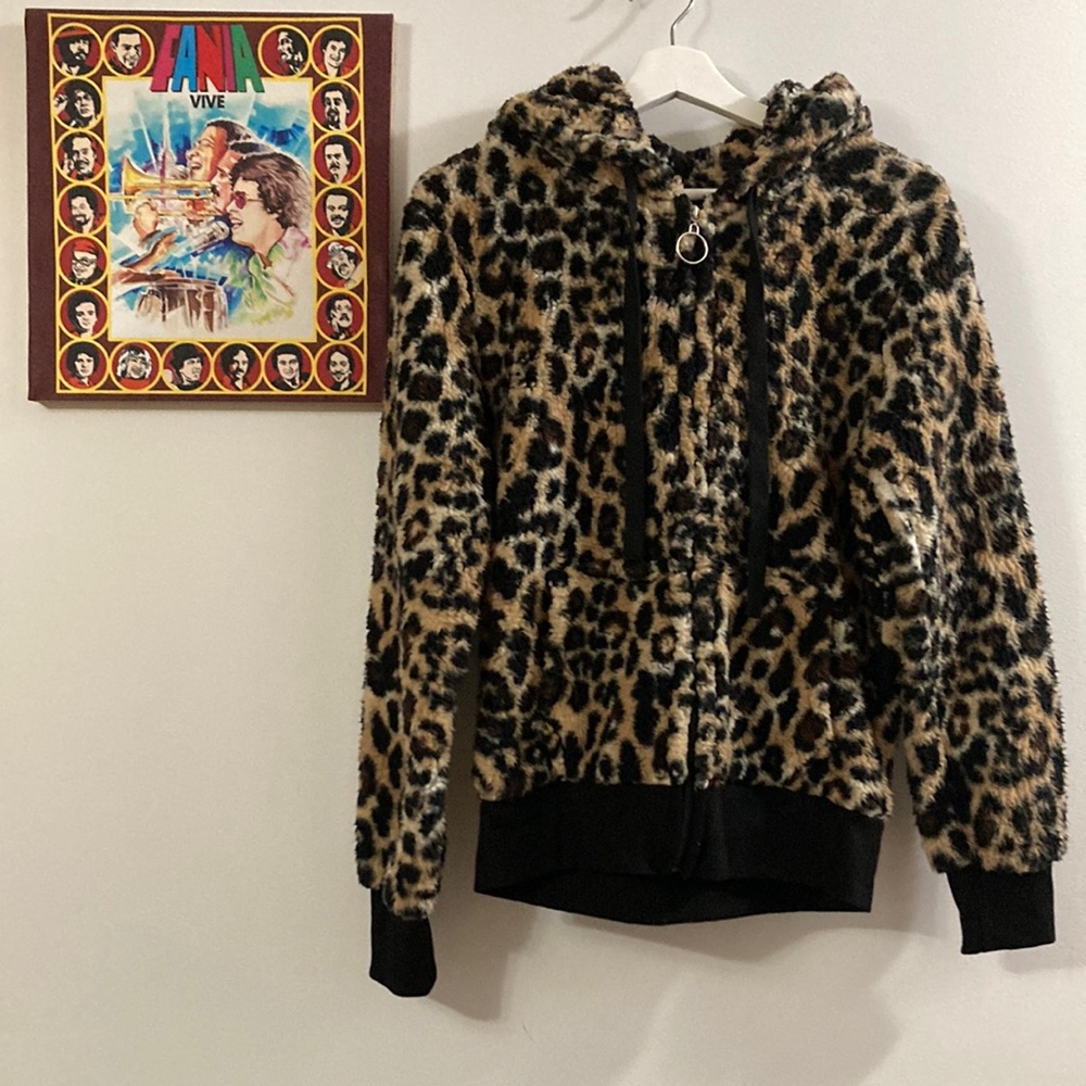 Animal print hooded sweatshirt